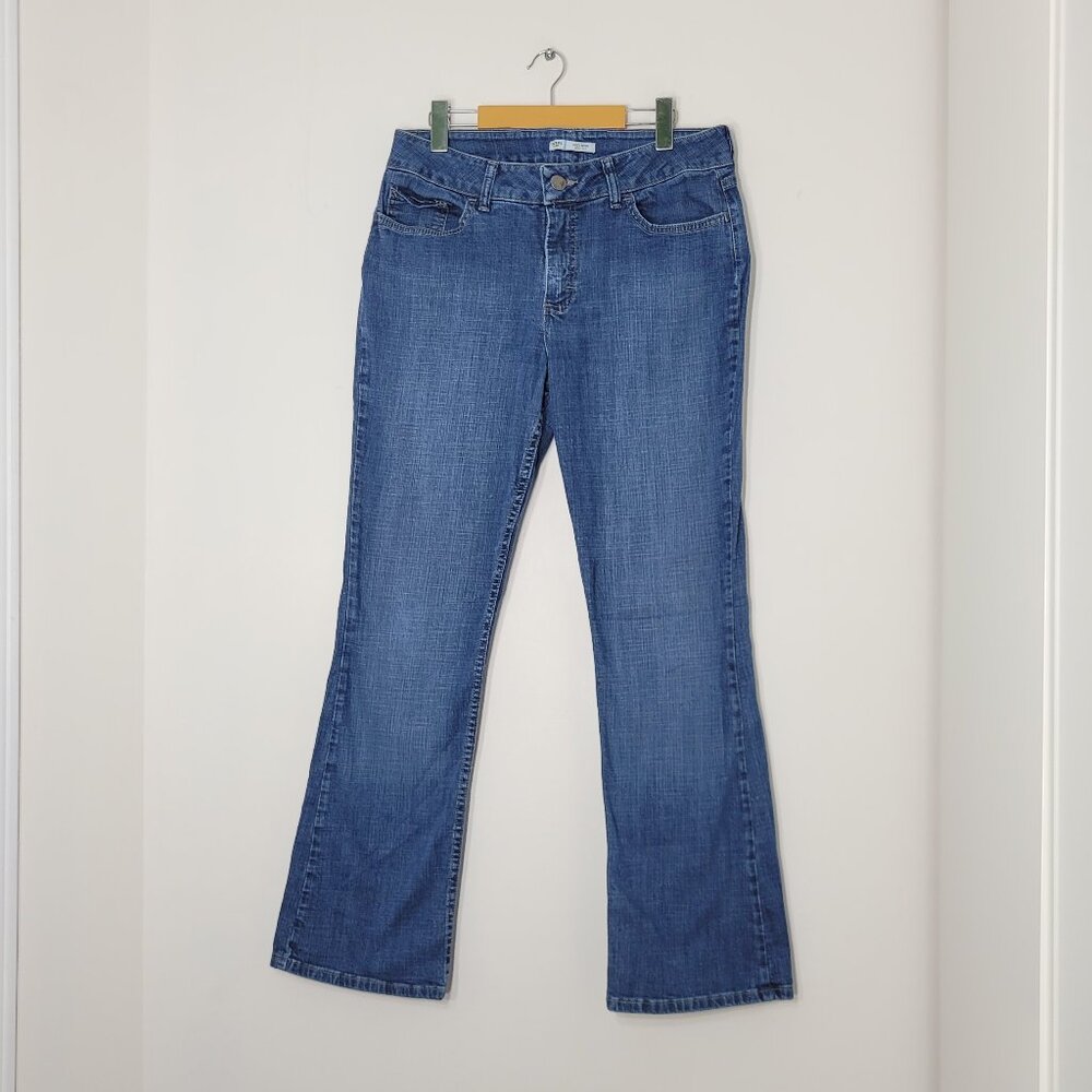 Riders by Lee Women's Blue Slimming Mid Rise Boot Cut Denim Classic Jeans Sz 12